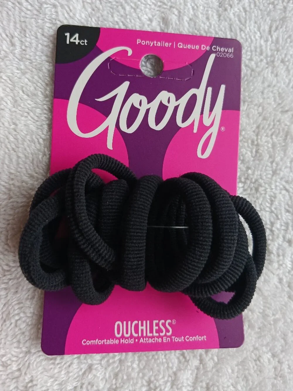 14 Goody Ouchless Black Gentle Fit Soft Fabric Terry Elastic No Metal Hair Bands